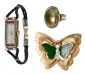 THREE PIECES 14KT. RETRO JEWEL