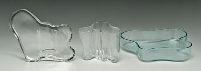 Three pieces Alvar Aalto glass