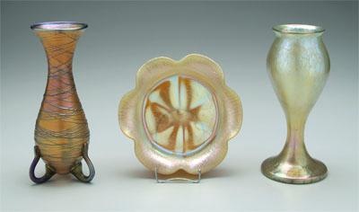 Three pieces art glass: amber
