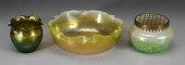 Three pieces art glass: bowl w