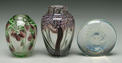 Three pieces art glass: one