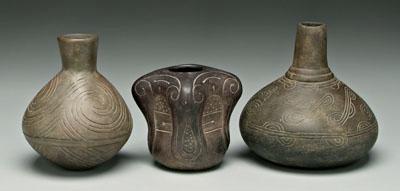 Three pieces Caddo style pottery: