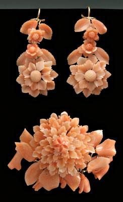 Three pieces carved coral