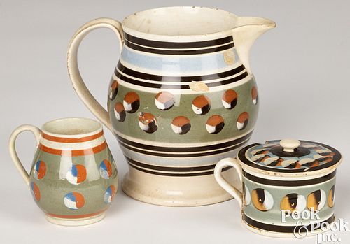 THREE PIECES CAT'S-EYE DECORATED