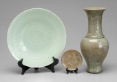 Three pieces Chinese celadon: