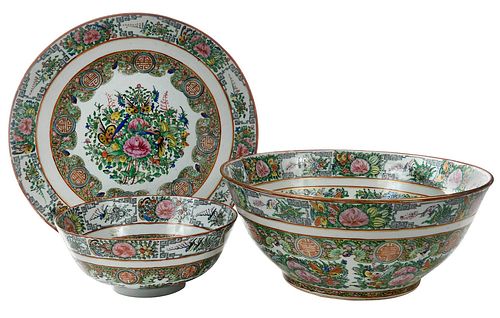THREE PIECES CHINESE EXPORT ROSE