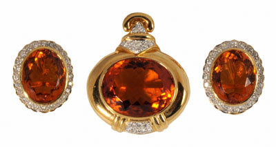 Three pieces citrine jewelry: