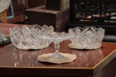 THREE PIECES CUT GLASS. Two bo