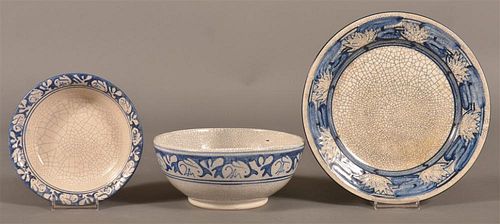THREE PIECES DEDHAM POTTERY.Three