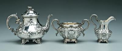 Three pieces English silver: teapot