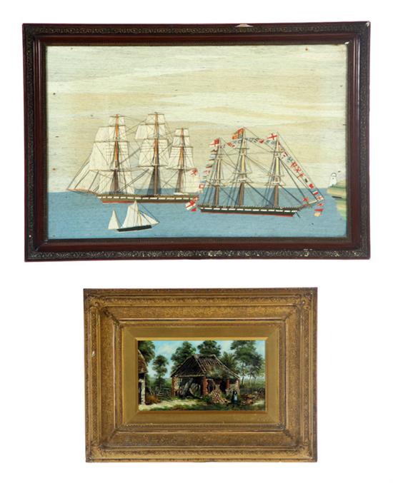 THREE PIECES:  European. Needlework