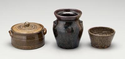 Three pieces Georgia stoneware, all