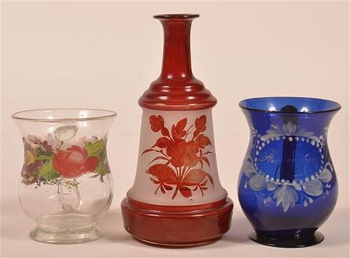 THREE PIECES GLASSWARE.Three Pieces