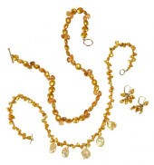 THREE PIECES GOLD, PEARL AND G