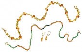 THREE PIECES GOLD, PEARL AND G