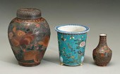 Three pieces Japanese cloisonn