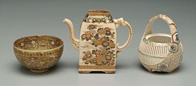 Three pieces Japanese satsuma: