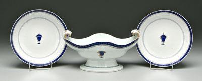 Three pieces Lowestoft porcelain,