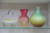 THREE PIECES OF ART GLASS.  Am