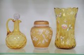 THREE PIECES OF ART GLASS.  Am