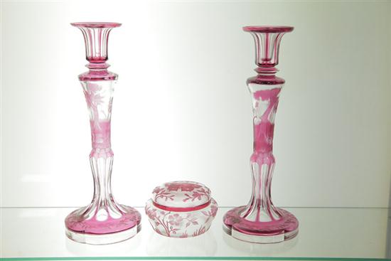 THREE PIECES OF ART GLASS. A Val