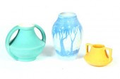 THREE PIECES OF ART POTTERY.