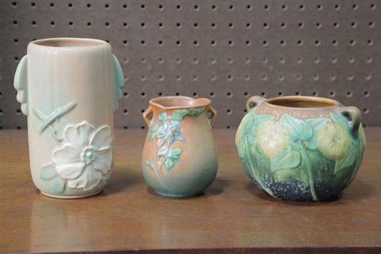 THREE PIECES OF ART POTTERY. A