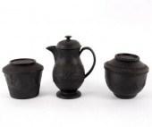 Three pieces of black basalt w