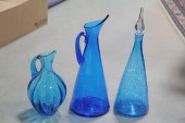 THREE PIECES OF BLENKO GLASS.