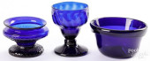 THREE PIECES OF BLOWN COBALT G