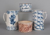Three pieces of blue and white