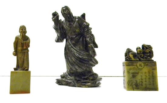 Three pieces of carved hard stone