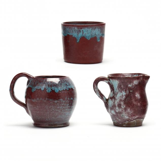 THREE PIECES OF CHINESE BLUE GLAZED