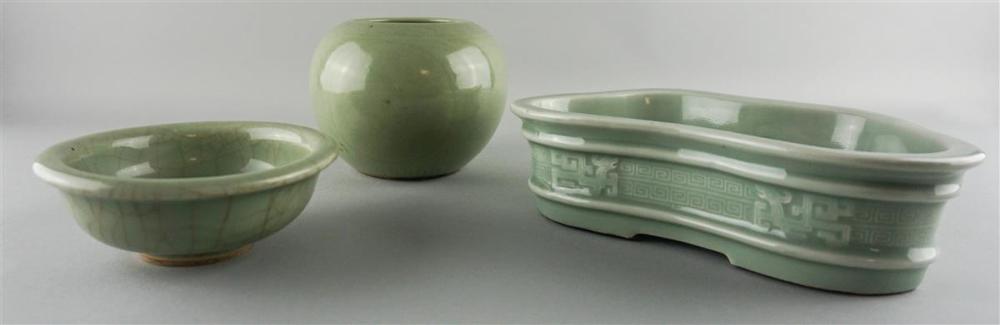 THREE PIECES OF CHINESE CELADON,