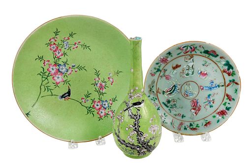 THREE PIECES OF CHINESE ENAMELED