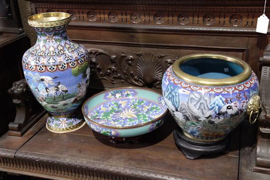 THREE PIECES OF CLOISONNE. Vase 