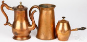 THREE PIECES OF COPPER COOKWAR