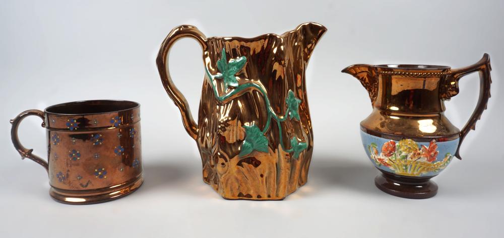 THREE PIECES OF COPPER LUSTRE,