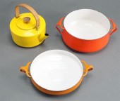 THREE PIECES OF ENAMEL CAST IR