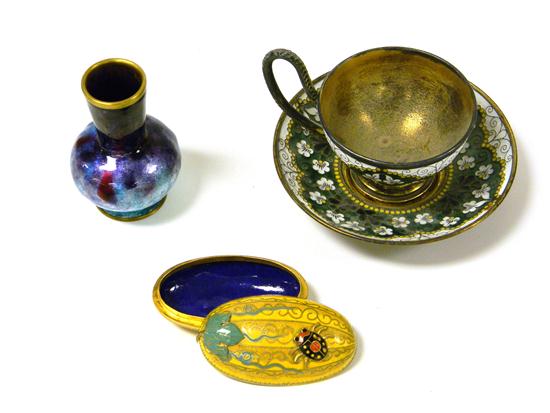 Three pieces of enameled decorative