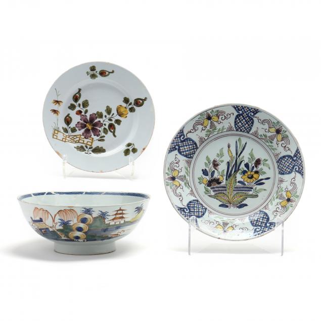 THREE PIECES OF ENGLISH DELFT