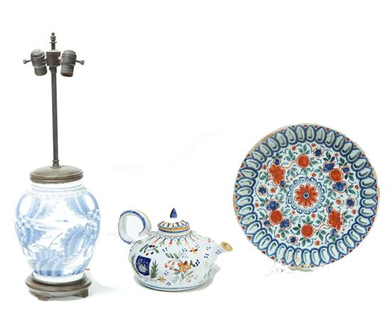 THREE PIECES OF FAIENCE. 