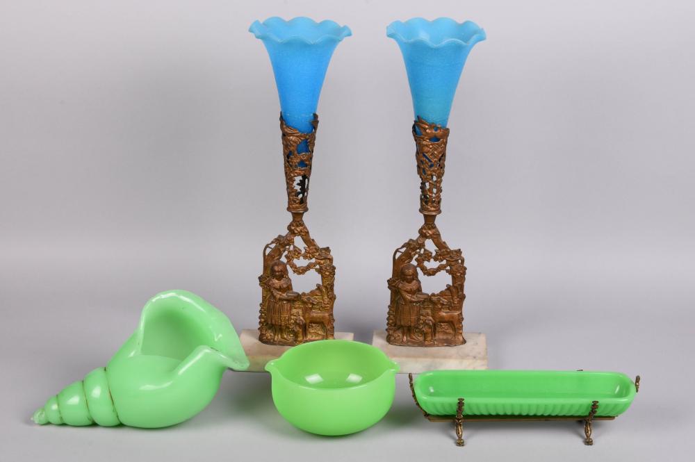 THREE PIECES OF GREEN GLASS