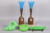 THREE PIECES OF GREEN GLASS TA