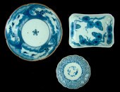 THREE PIECES OF JAPANESE BLUE