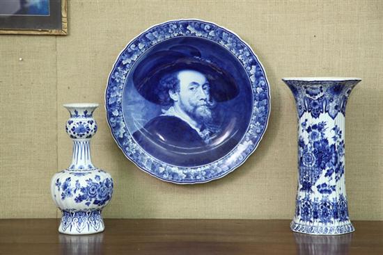 THREE PIECES OF LATER DELFT. Two