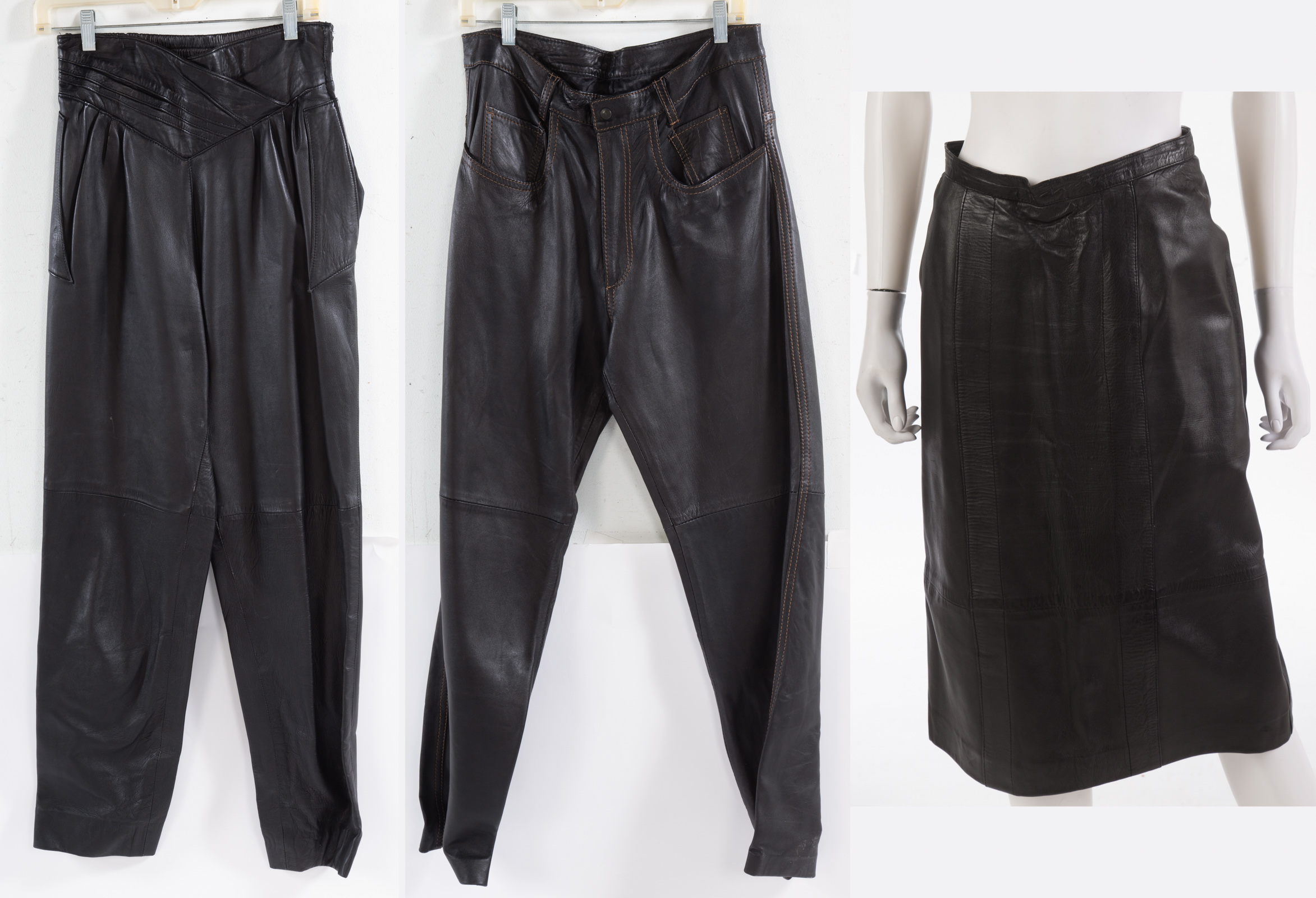 THREE PIECES OF LEATHER CLOTHING