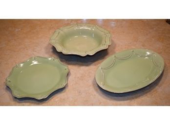 Three pieces of light green Juliska