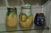 THREE PIECES OF MAJOLICA. Amer