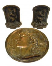 Three pieces of metalwork incl